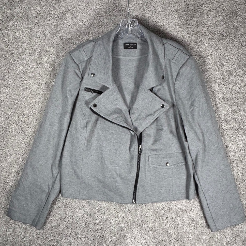 Lane Bryant Womens Gray Moto Jacket With Zipper Accents Size‎ 24